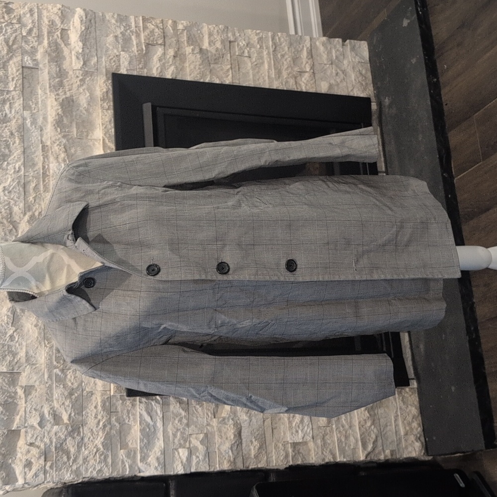 Banana Republic Grey Plaid Trench / Rain  Coat